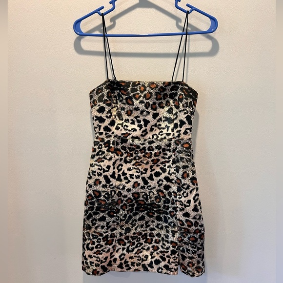 Urban Outfitters Cheetah Print Mini Dress XS NWT Brown Black - Picture 1 of 8